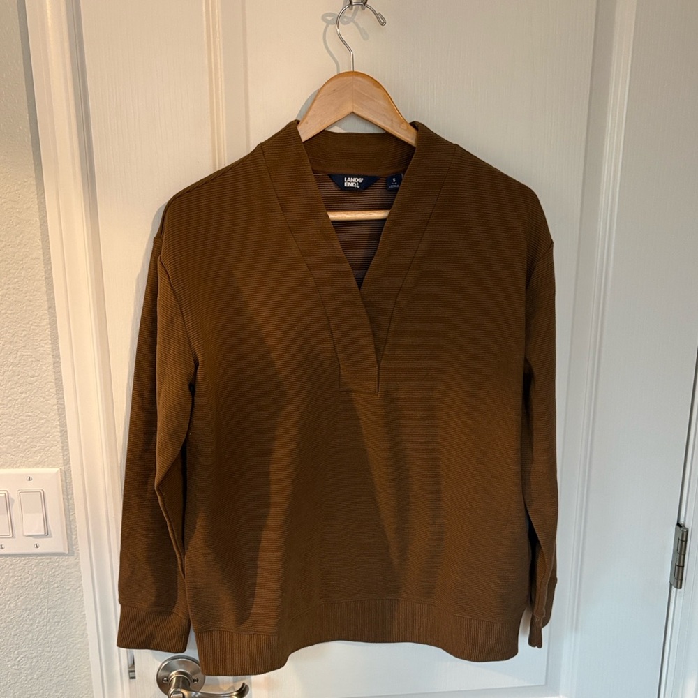 Lands' End Ottoman Shawl Collar Pullover